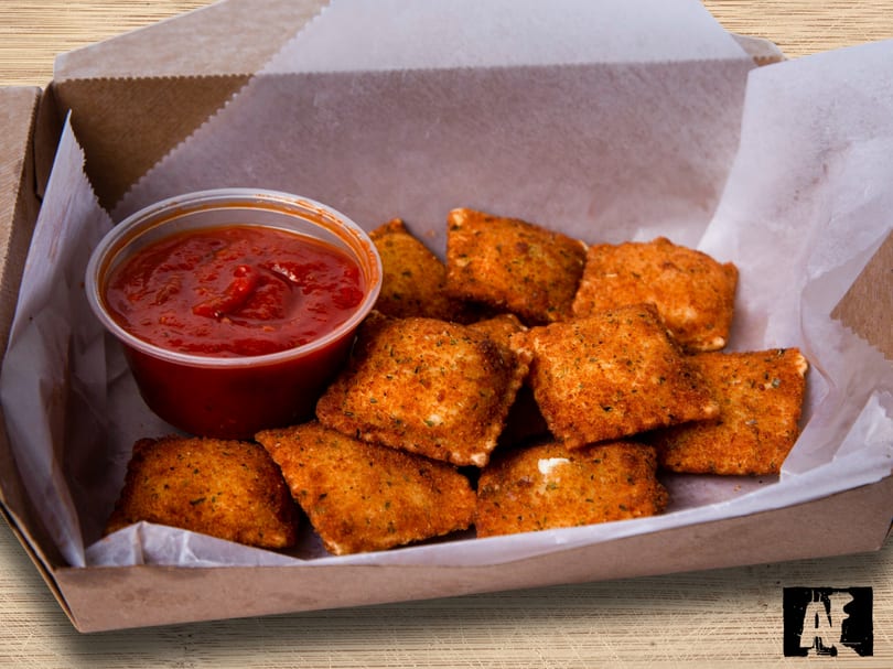 Fried ravioli served fresh from the kitchen.
